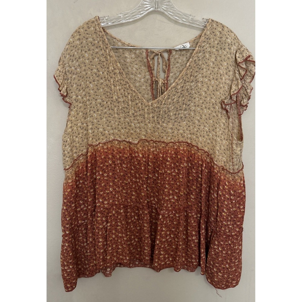 Womens Boho Bohemian Blouse‎ Shirt Top Cottage Indie Fairy Festival Hippie M